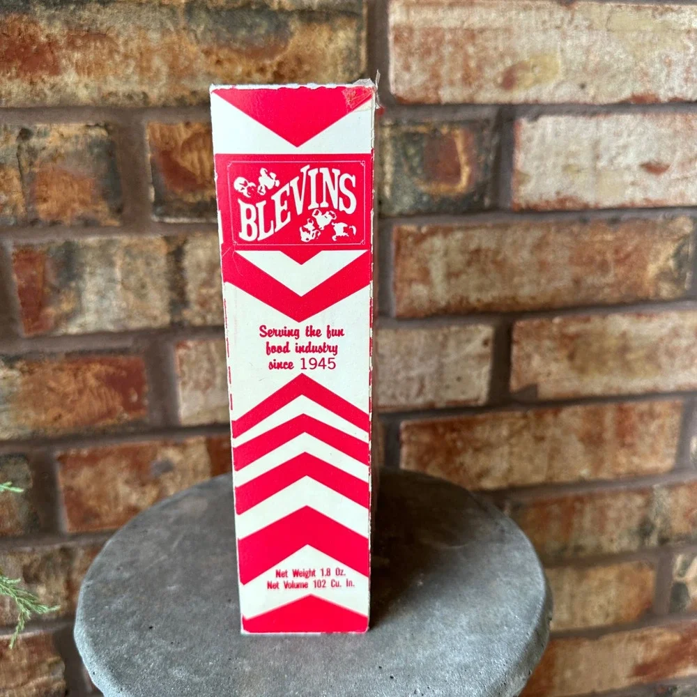 Vintage Blevins Popcorn Box Red White Sunburst Concession Supply Memphis TN